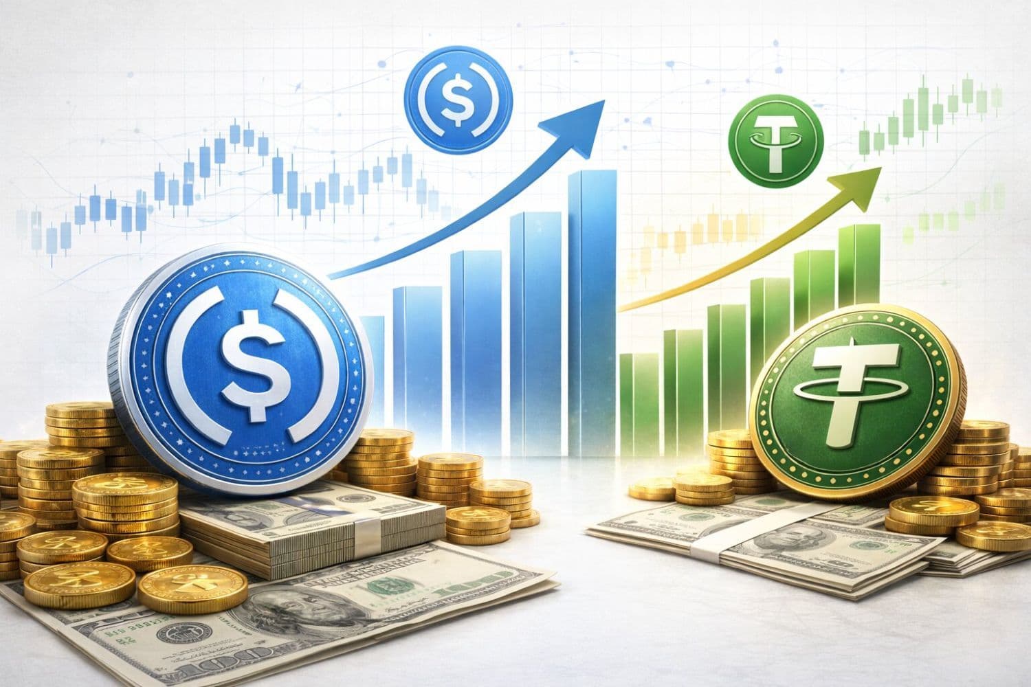 تفوق USDC على USDT في حجم المعاملات للمرة الأولى منذ عام 2019
