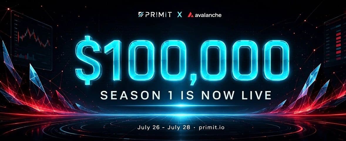 Primit Season 1 Officially Launches: $100,000 Avalanche On-Chain Perp Trading Incentive Event Now Live