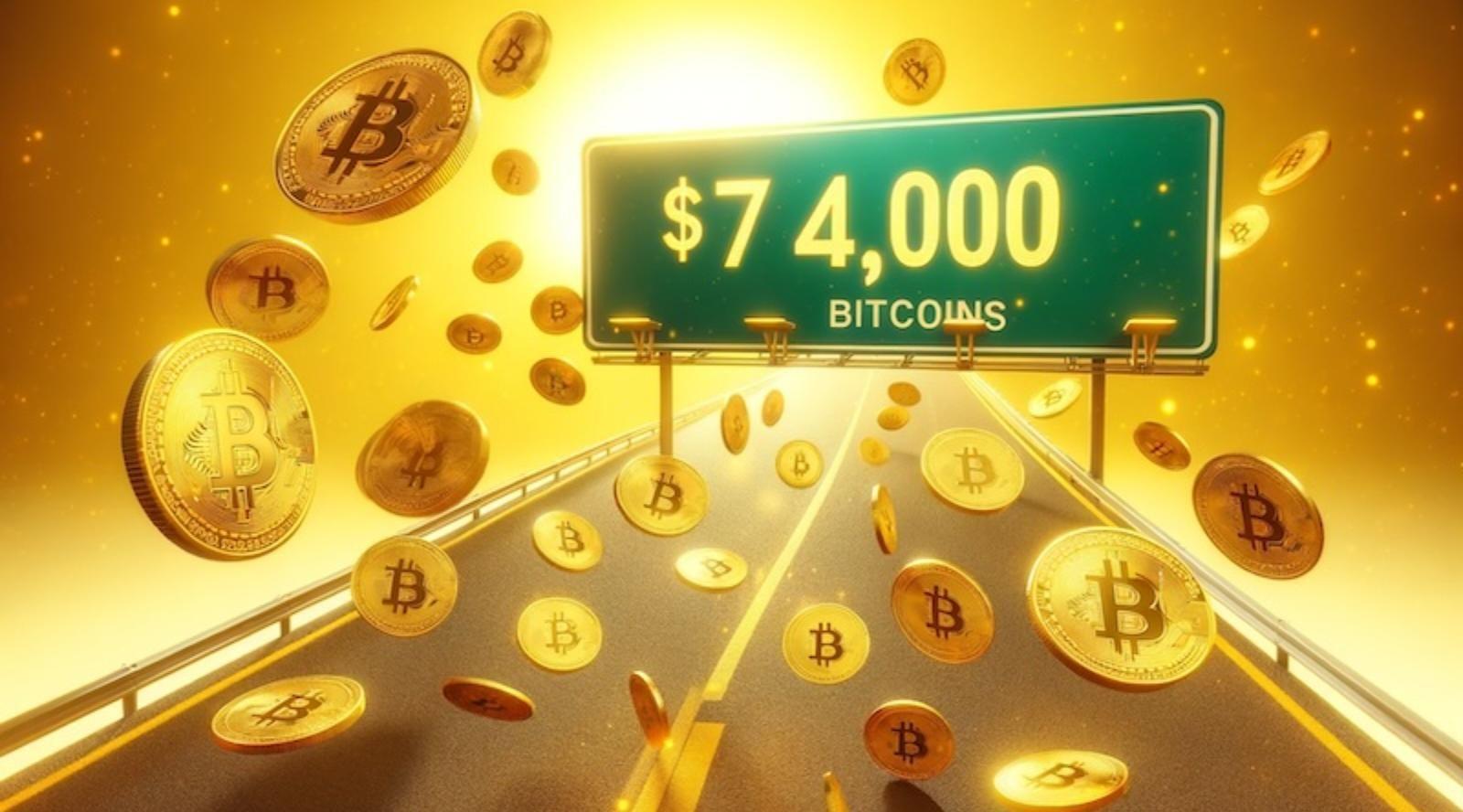 Bitcoin está subiendo constantemente hacia la marca de $74,000, ¿qué puede detenerlo?
