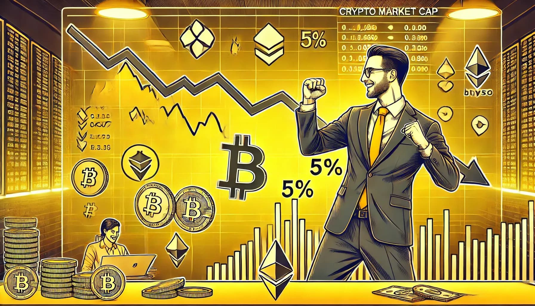 Рыночная капитализация криптовалют упала на  5% за 24 часа, так как инвесторы извлекают  прибыль после победы Трампа
