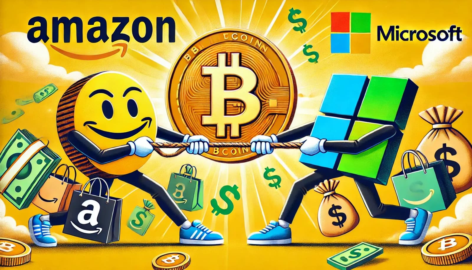 Биткоин встречает крупные технологии: могут ли Microsoft и Amazon добиться  значительного роста акций с инвестициями в BTC?
