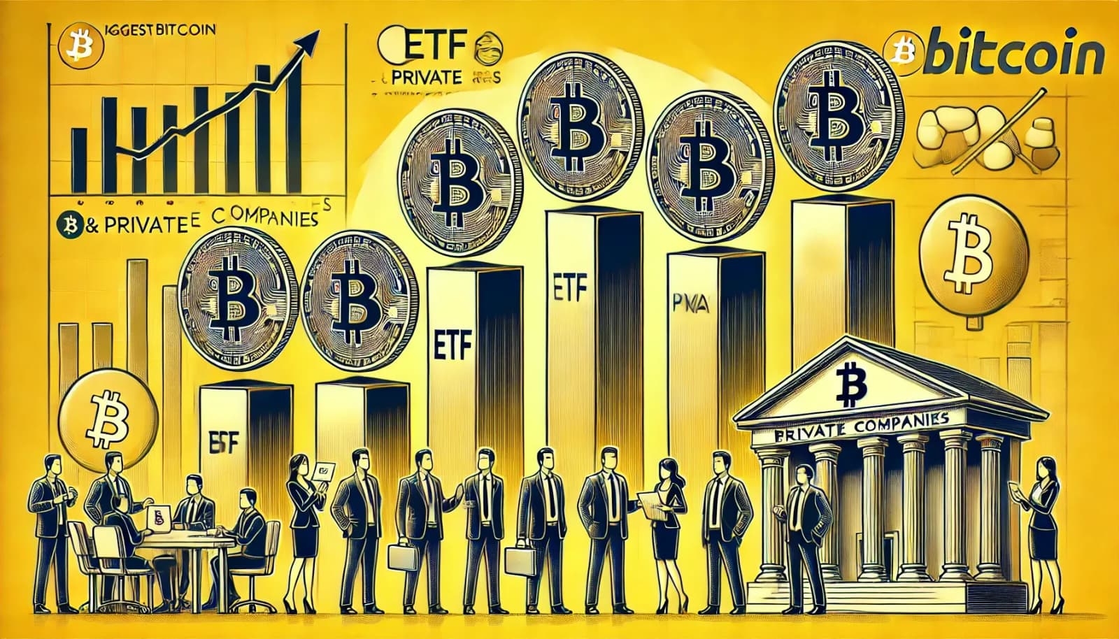 Cinco maiores detentores de Bitcoin entre ETFs e empresas privadas
