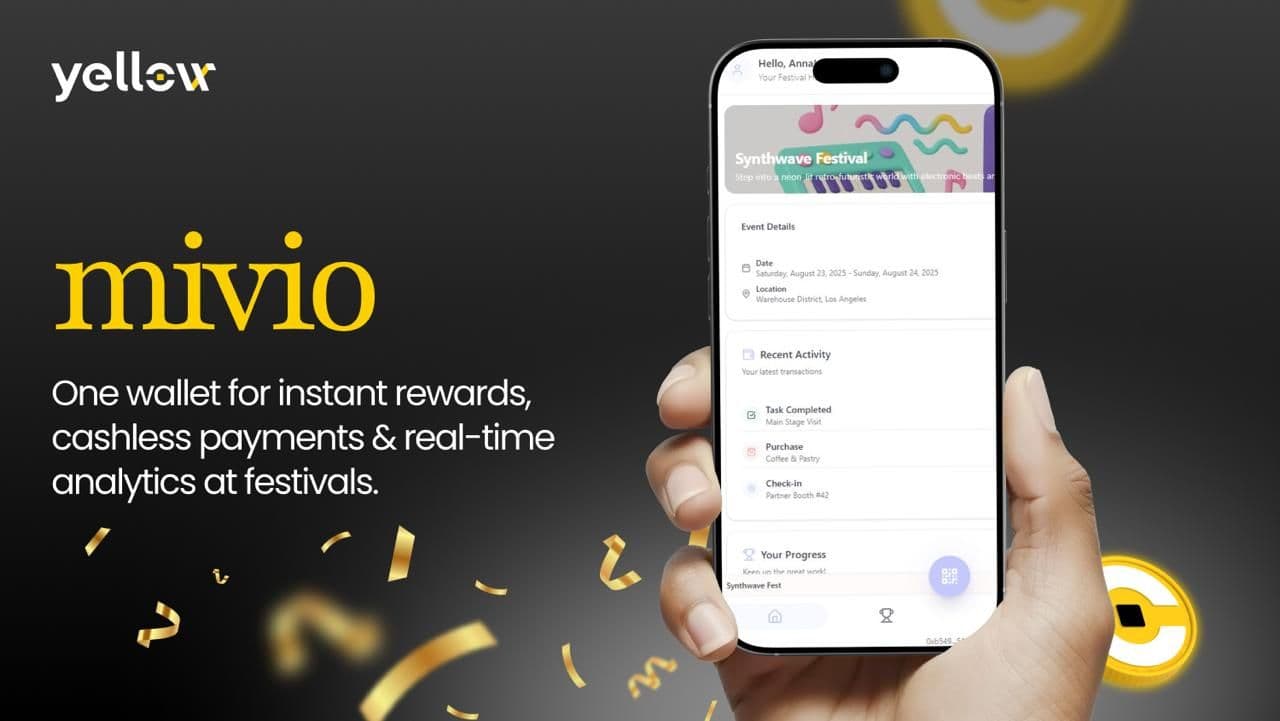 สร้างบน Yellow SDK: แอป Mivio เปิดตัวการชำระเงินแบบไร้เงินสด โดยไม่คิดค่าธรรมเนียมสำหรับผู้ขายและผู้เข้าชมในเทศกาล
