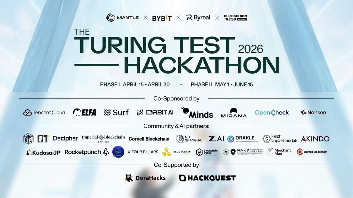 Mantle Lança Turing Test Hackathon 2026 com apoio da Tencent Cloud, Bybit, Byreal e BGA
