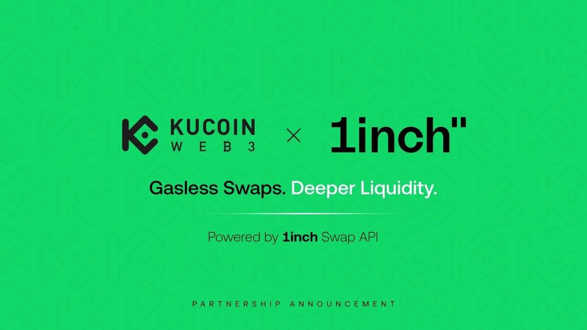 KuCoin Web3 Wallet Integrates 1inch Swap API to Power Gasless, MEV-Protected RWA Swaps