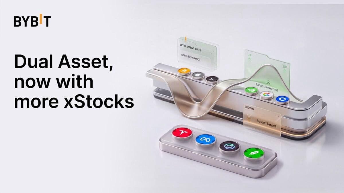 منصة Bybit توسّع منتج الأصول المزدوجة بإضافة أربعة رموز xStocks جديدة وتوسّع حالات استخدام الأسهم المرمّزة
