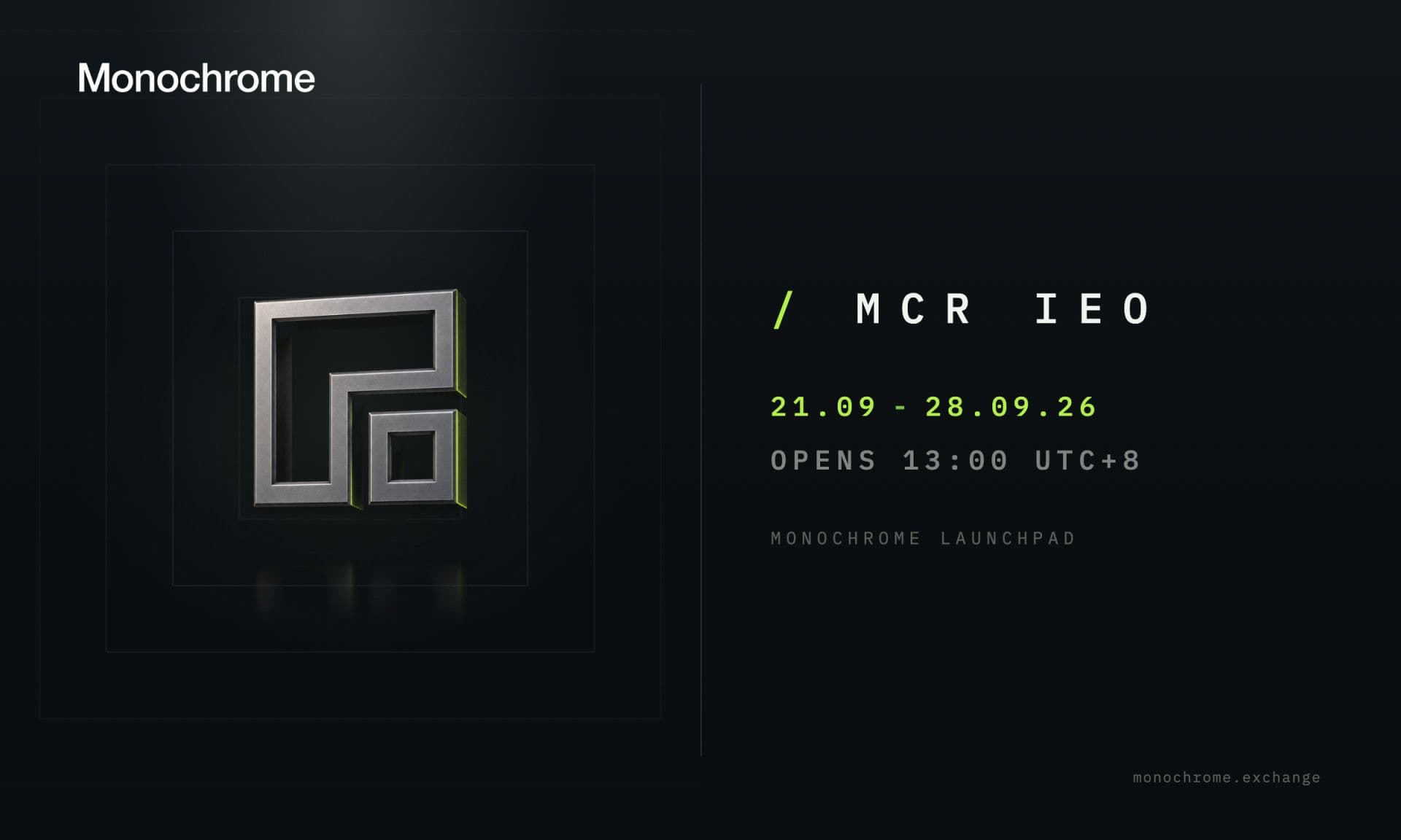 Multi-Asset Trading Venue Monochrome Exchange Announces IEO of Its Native Token, $MCR