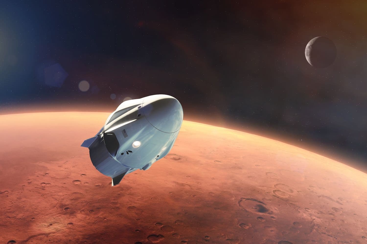 A crypto mining pool founder has purchased seats on two SpaceX Starship trips, among them a two-year Mars flyby. (Image: Shutterstock)