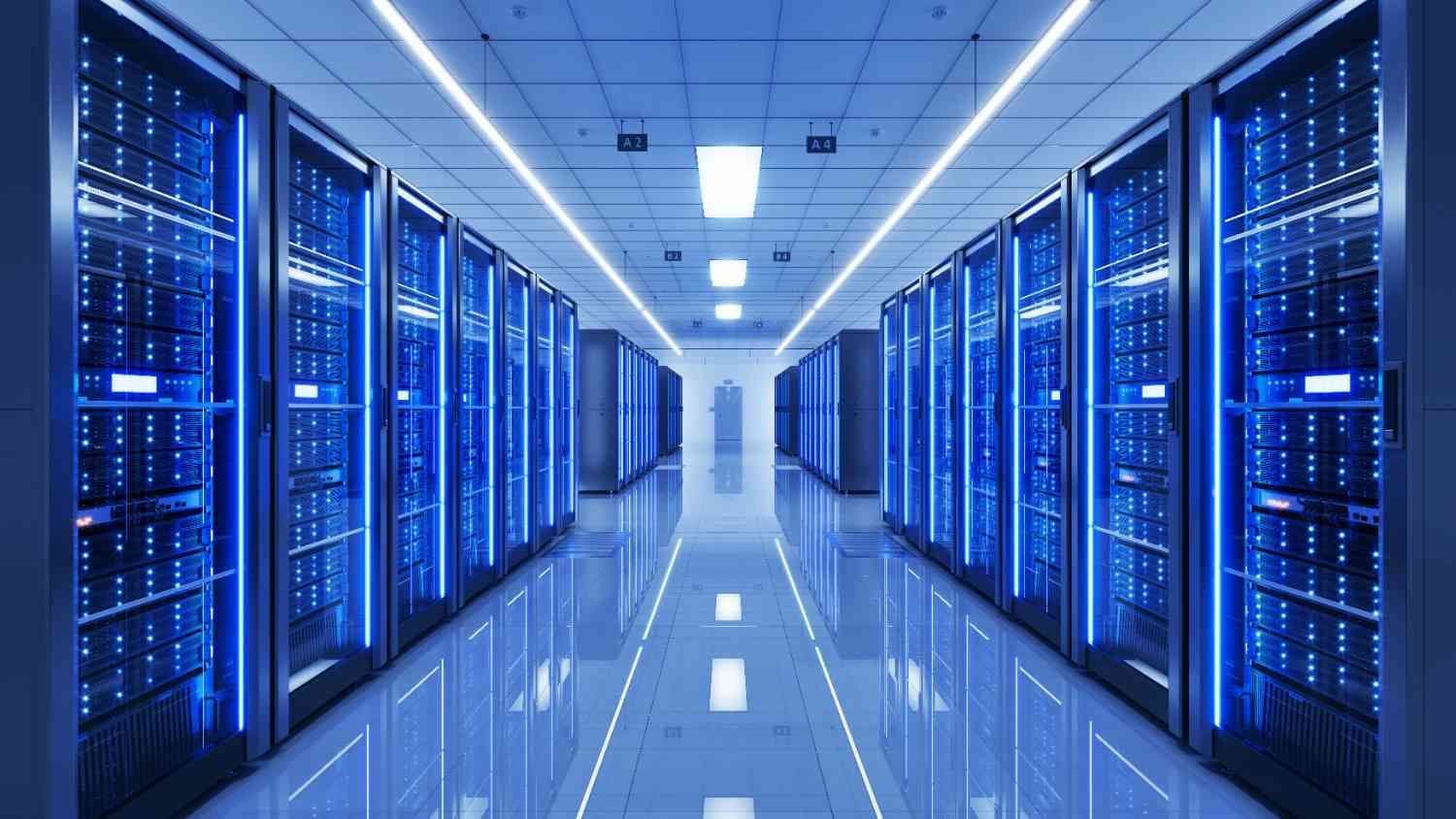 Microsoft data center facility with AI compute infrastructure supporting a 50-megawatt power capacity for AI compute deal operations