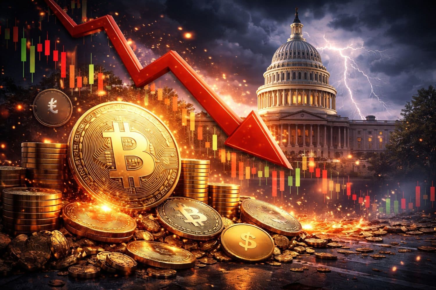 desktop-政府閉鎖リスクが暗号資産市場を直撃:ビットコインが8万6000ドルまで下落、-5億9800万ドル相当のロングポジションが清算