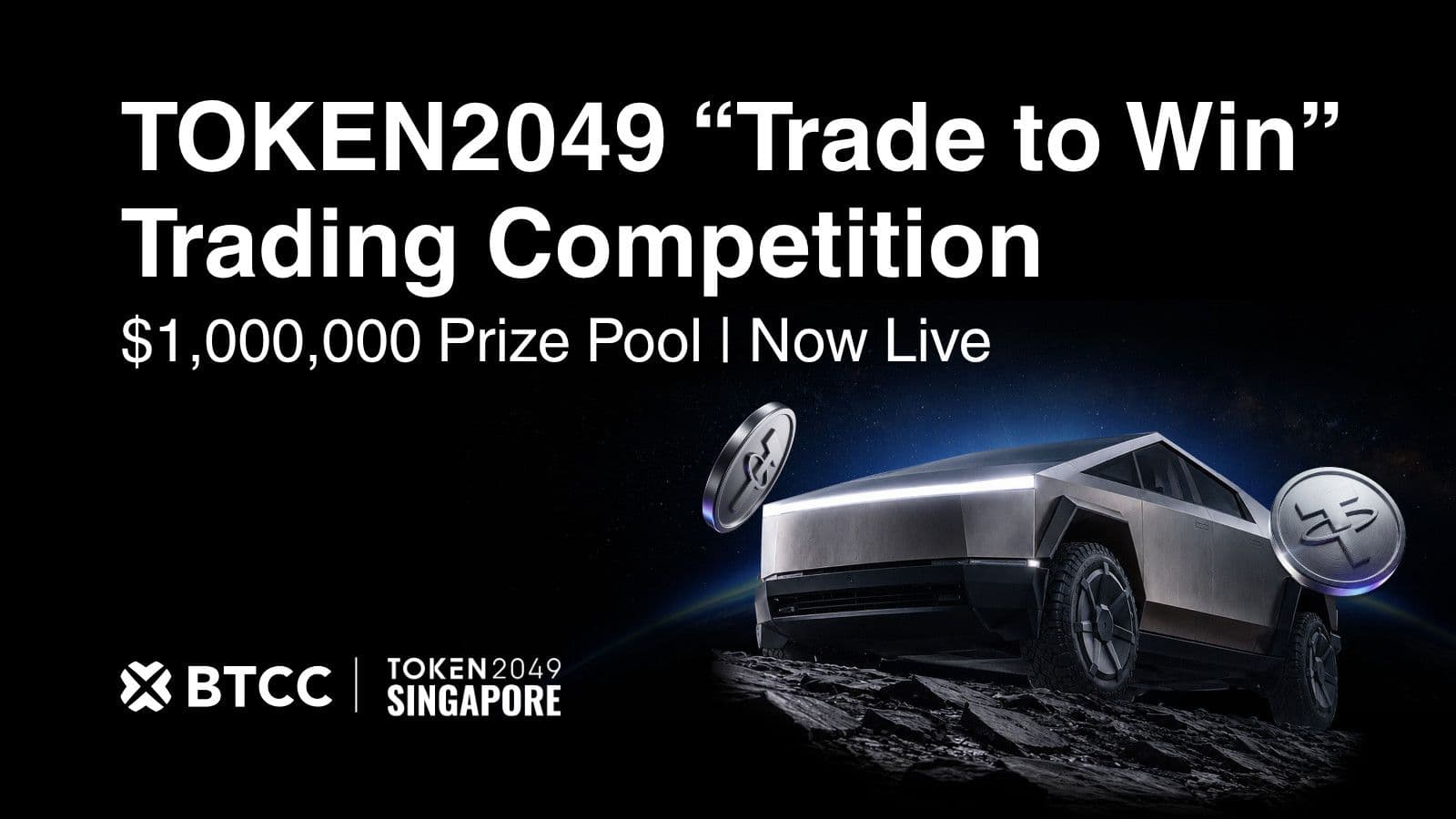 BTCC lanza un concurso de trading de 1 millón de dólares antes de TOKEN2049, con una Tesla Cybertruck como gran premio